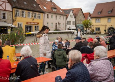 Zuschauer bei der Maibaum-Aufstellung