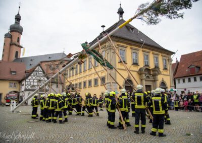 Die Maibaum-Aufstellung auf dem Marktplatz