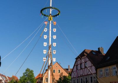 Da steht der Maibaum in Eibelstadt